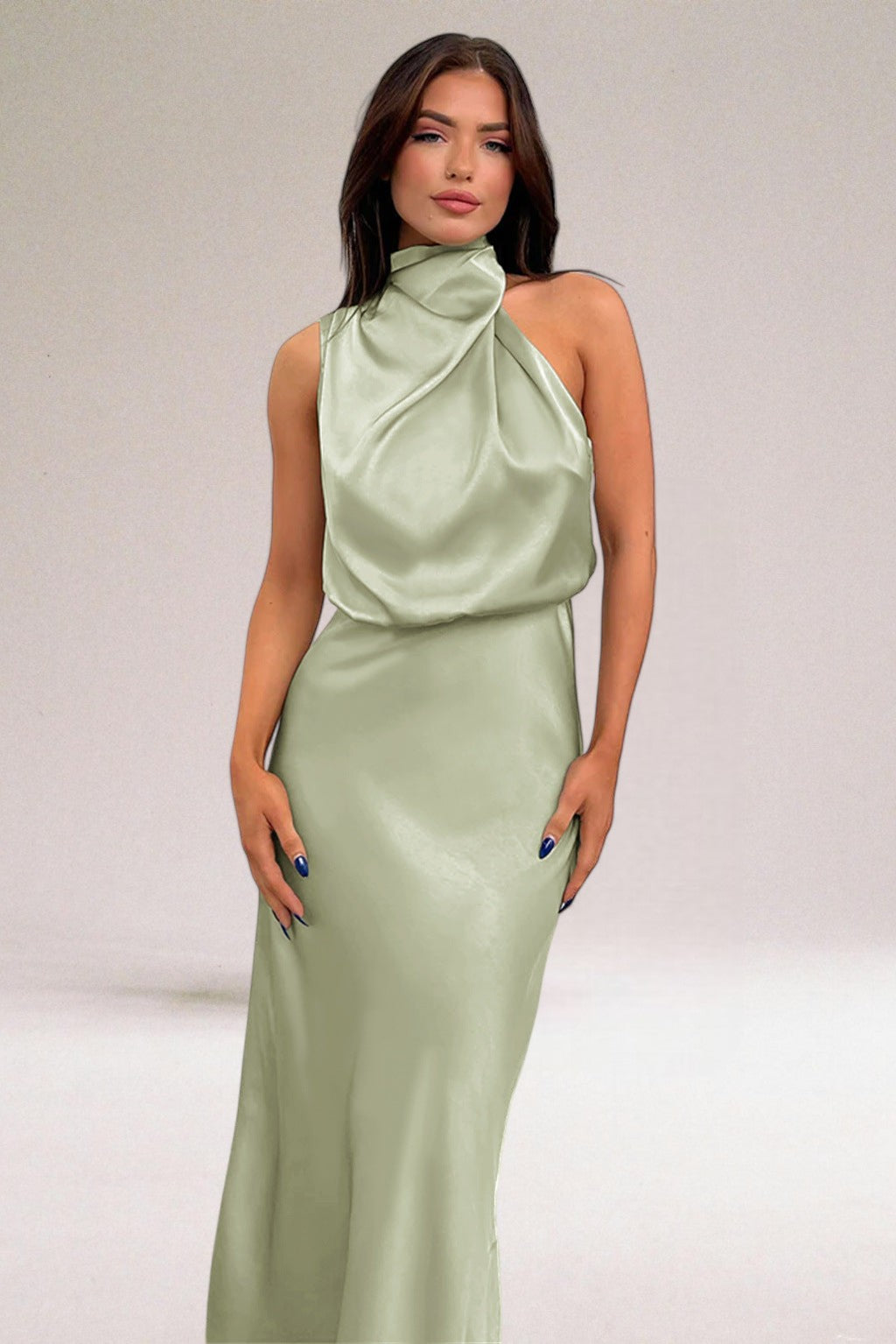 Flavia | Women's Satin Halter Neck Wedding Guest Dress