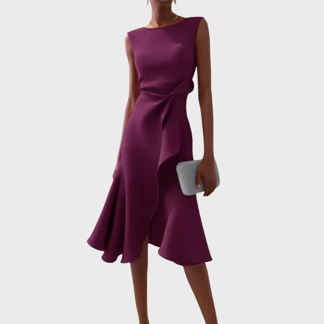 Sheila | Women's Draped Asymmetric Elegant Midi Dress