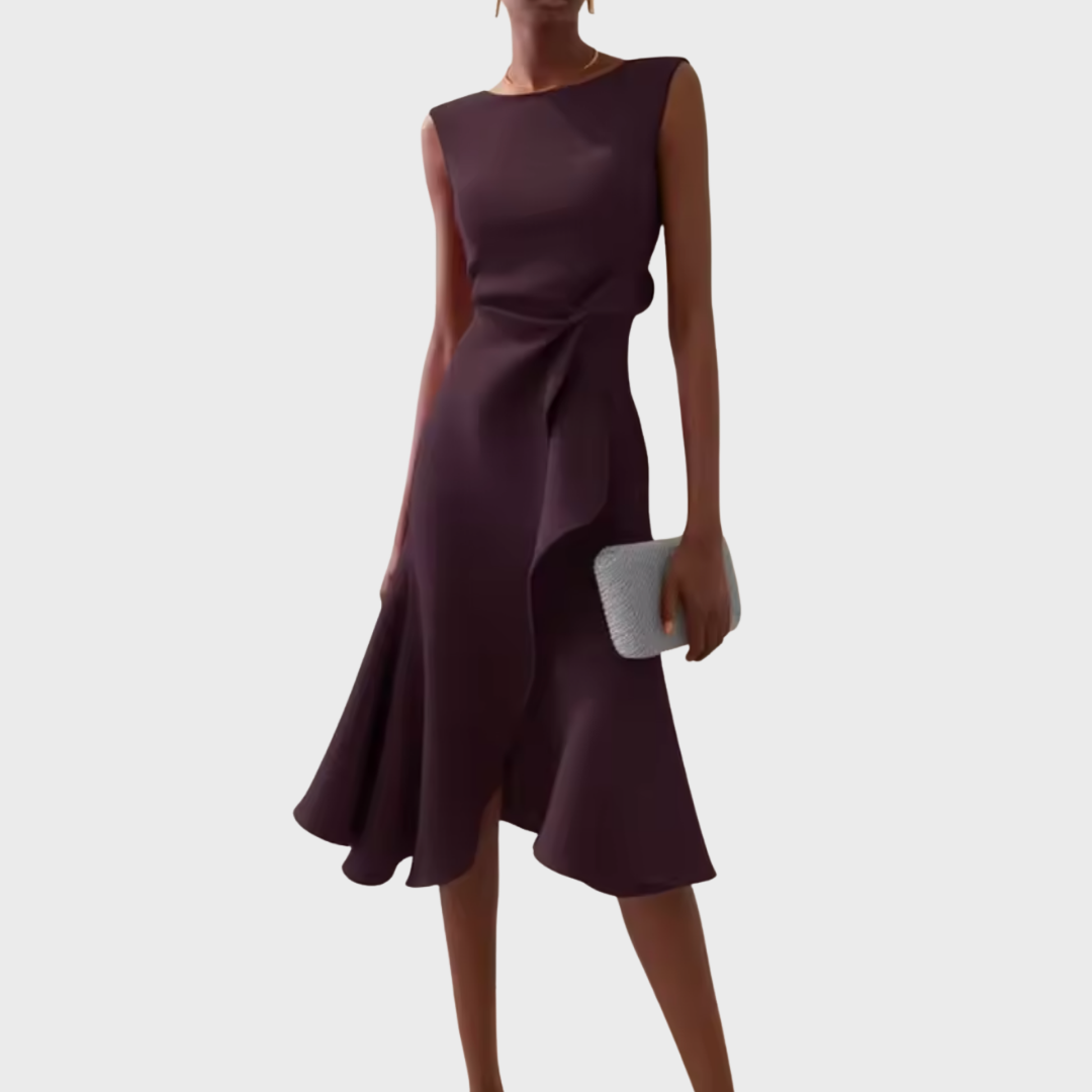 Sheila | Women's Draped Asymmetric Elegant Midi Dress