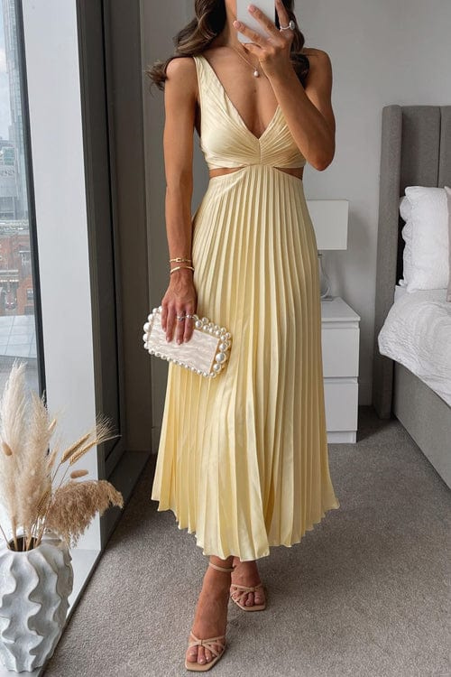 Luna | Women's Pleated Wedding Guest Midi Dress