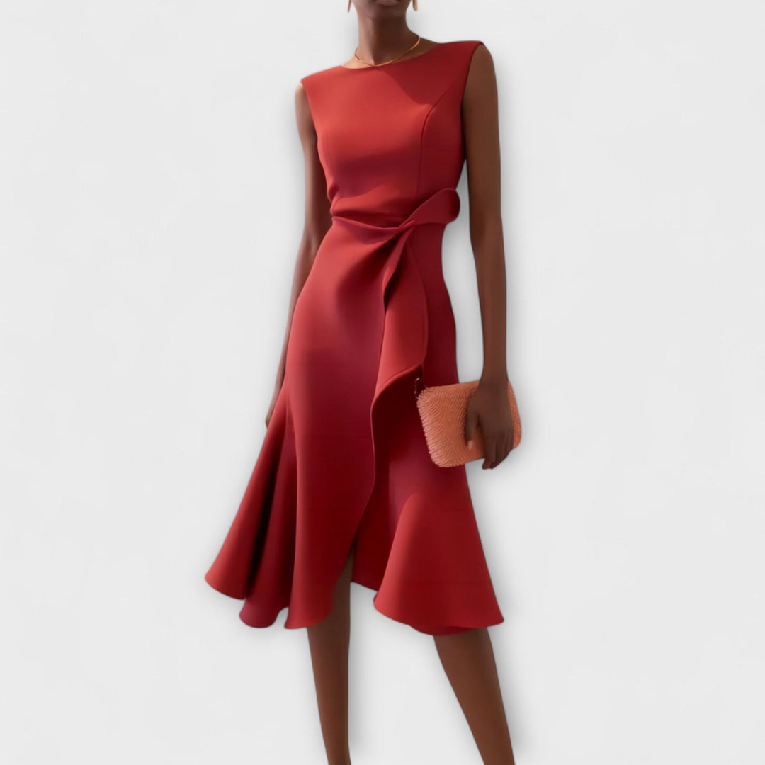 Sheila | Women's Draped Asymmetric Elegant Midi Dress