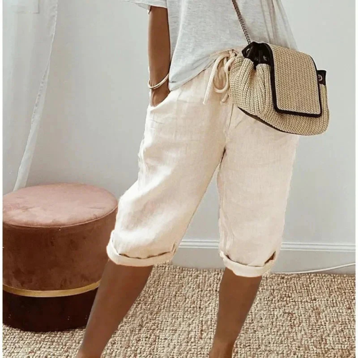Fenlorn™ | Linen Drawstring Capri Shorts