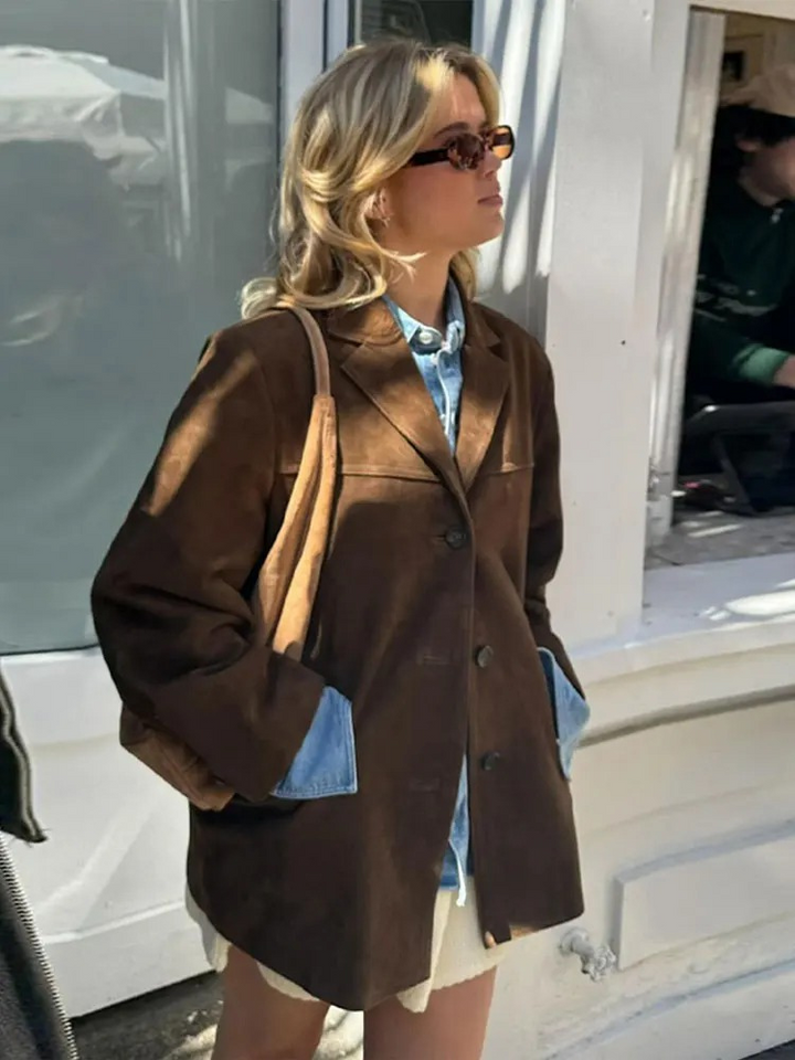 Mira™ | Oversized Trench Coat in Luxurious Suede Look