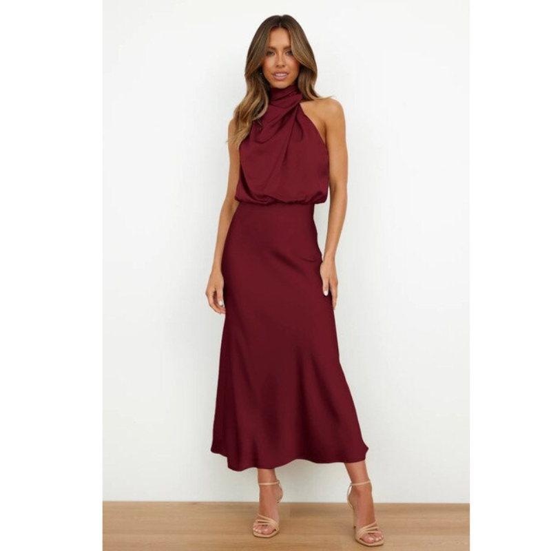 Desiree | Women's Halter Neck Elegant Midi Dress
