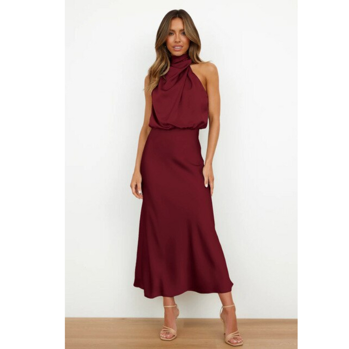 Desiree | Women's Halter Neck Elegant Midi Dress