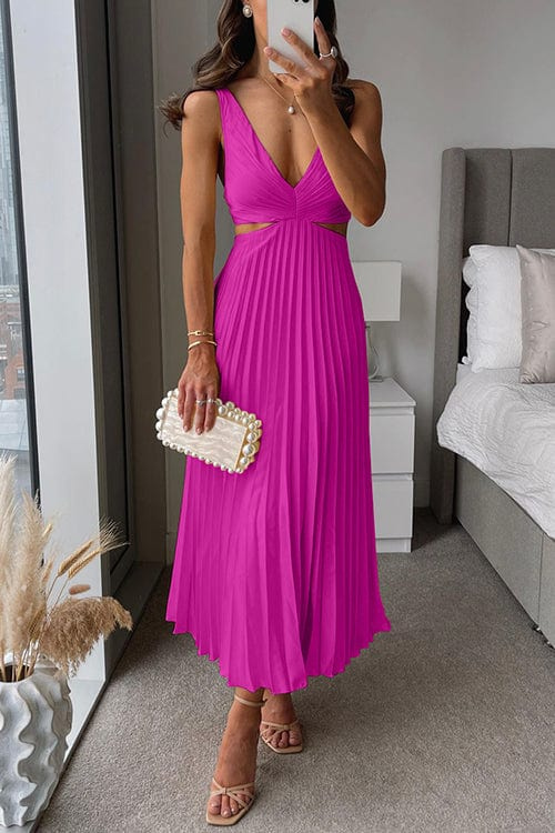 Luna | Women's Pleated Wedding Guest Midi Dress