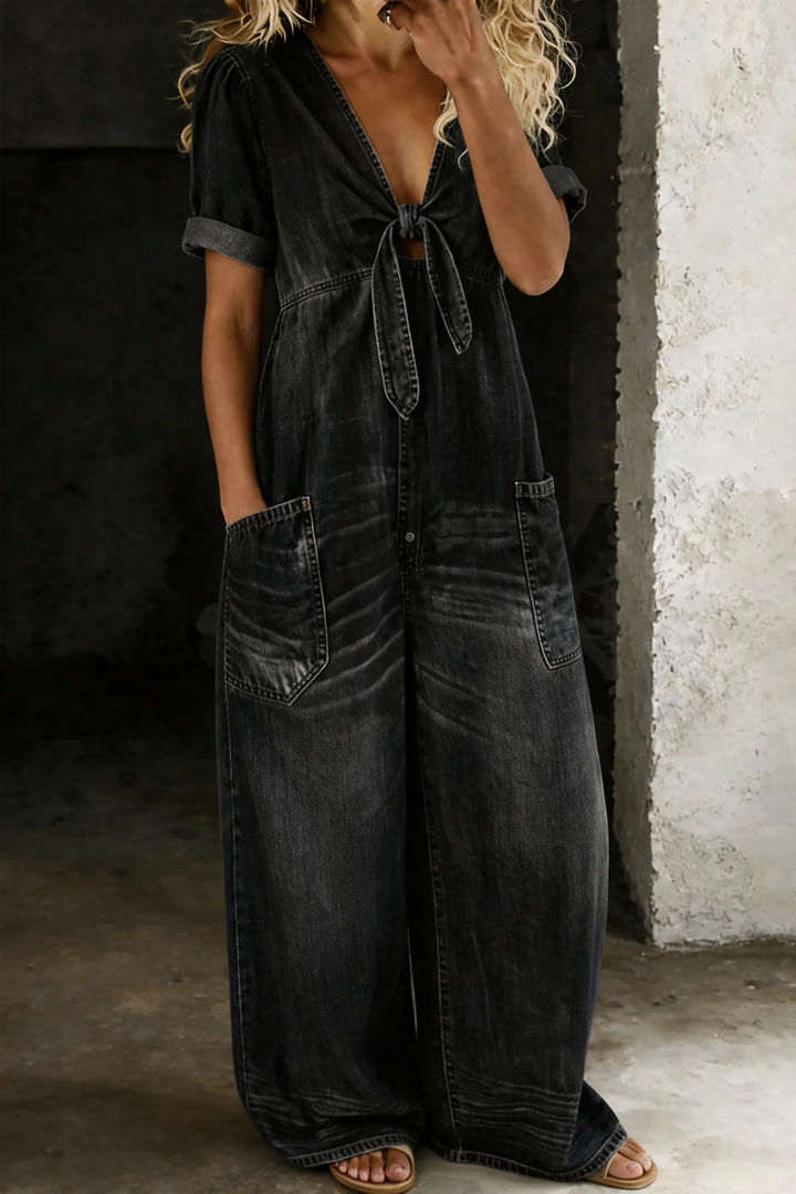 Maya™ | V-neck denim jumpsuit
