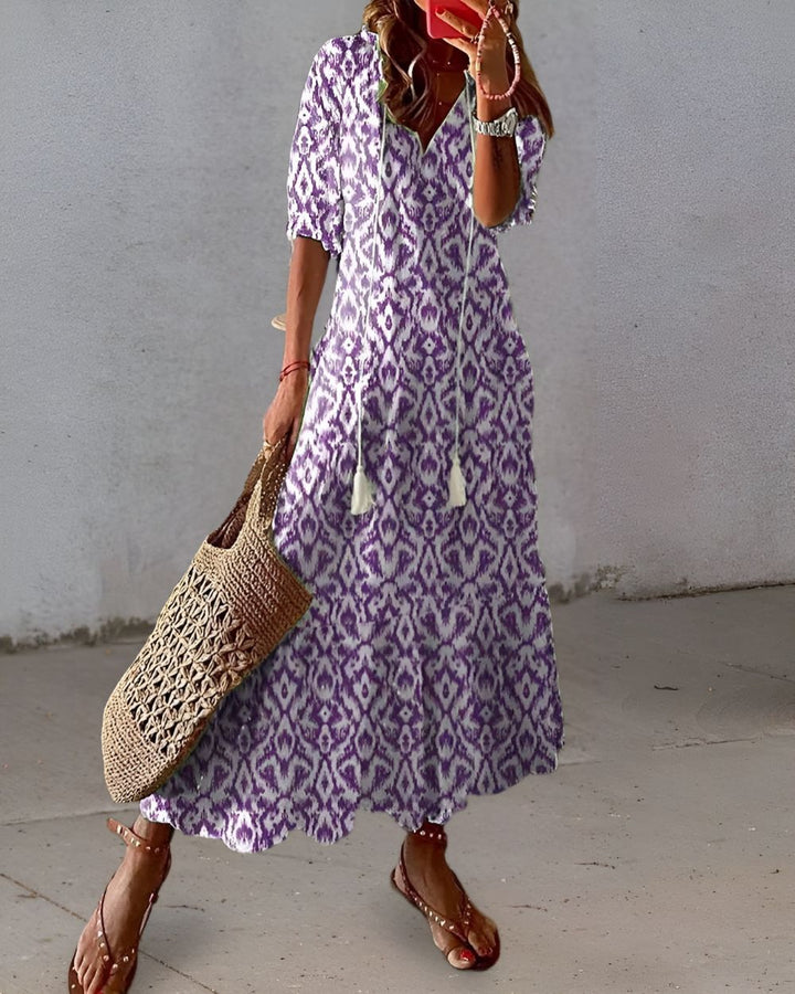 Willow | Women's Boho V-Neck Loose Midi Dress