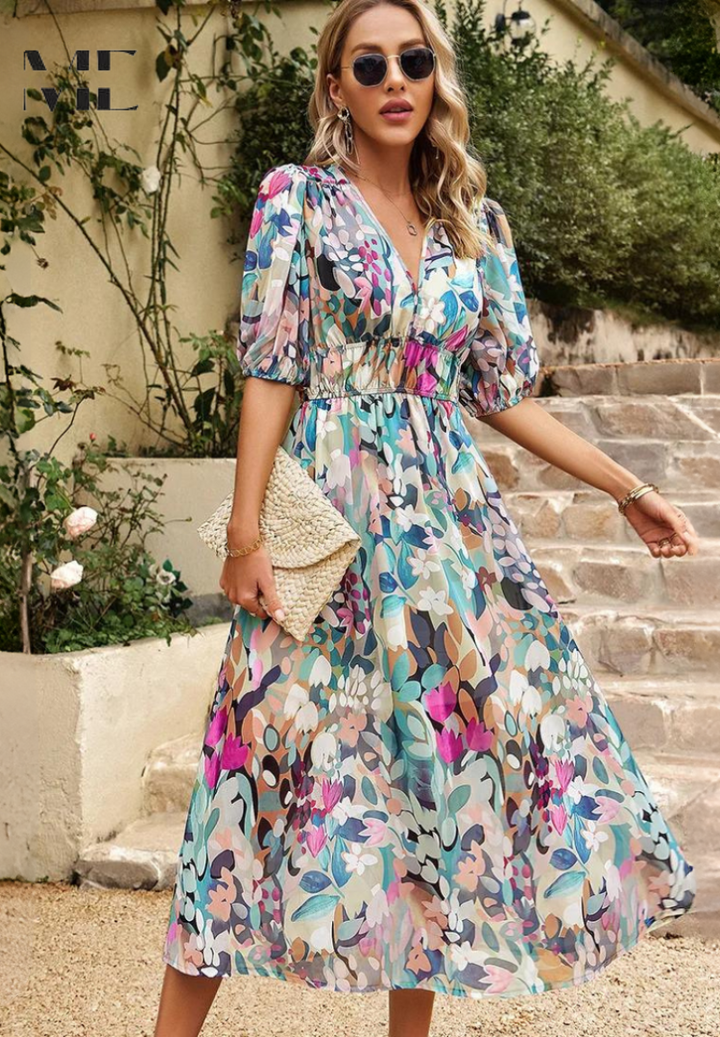Monica | Women's Summer Floral Midi Dress