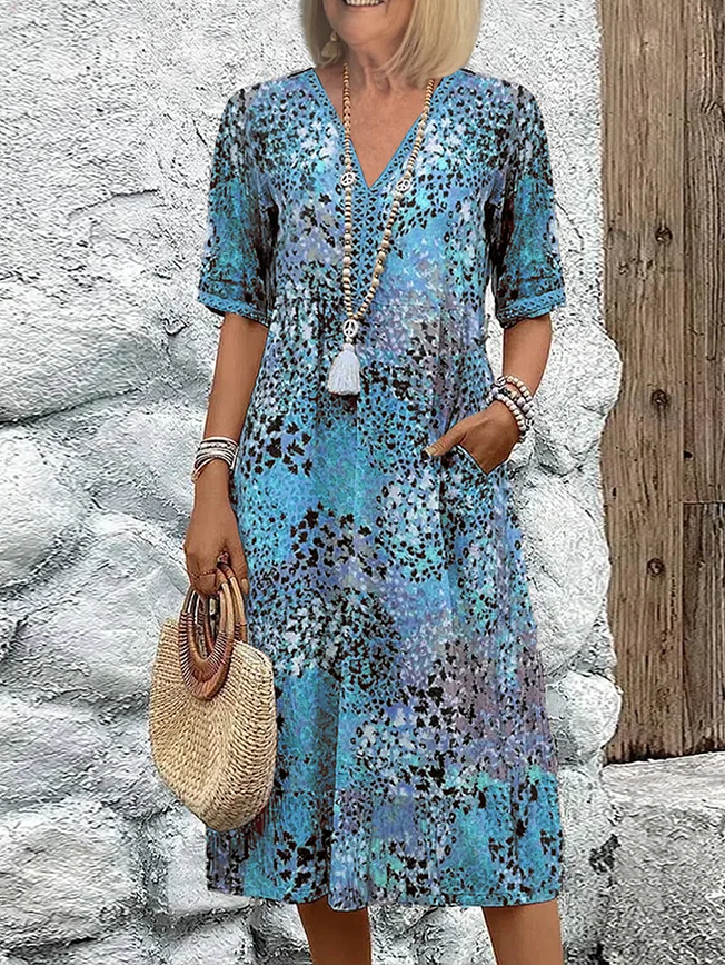 Sofia | Elegant Floral Midi Dress with Tummy Coverage