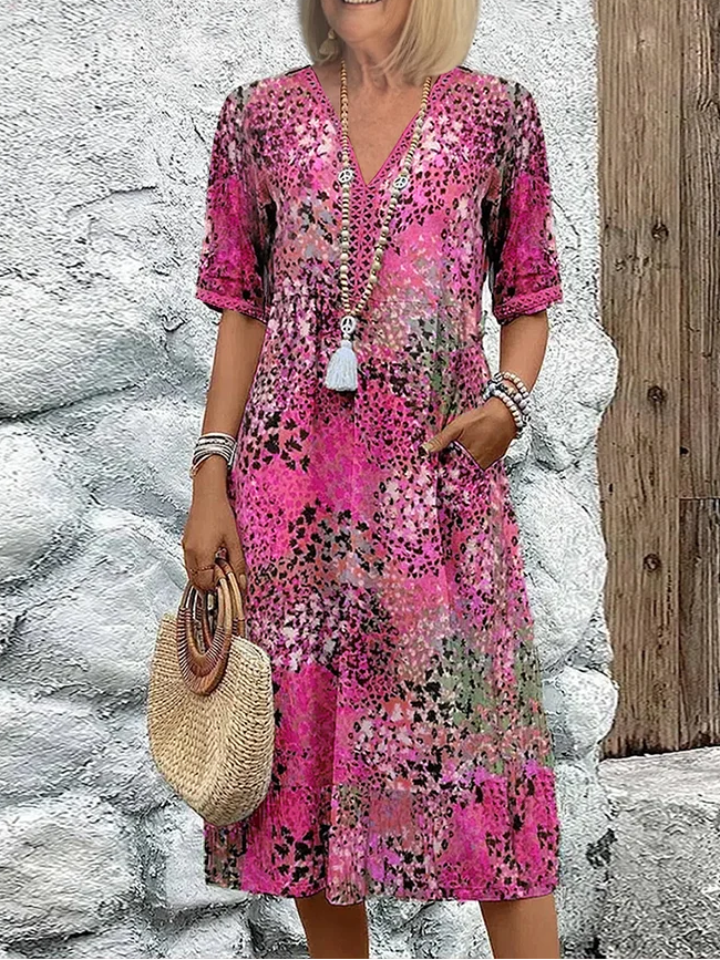 Sofia | Elegant Floral Midi Dress with Tummy Coverage
