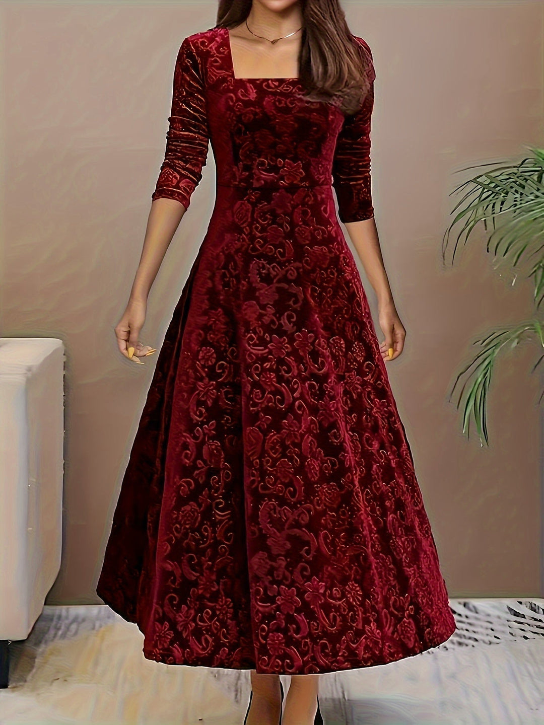 Roos | Women's Evening Floral Midi Dress