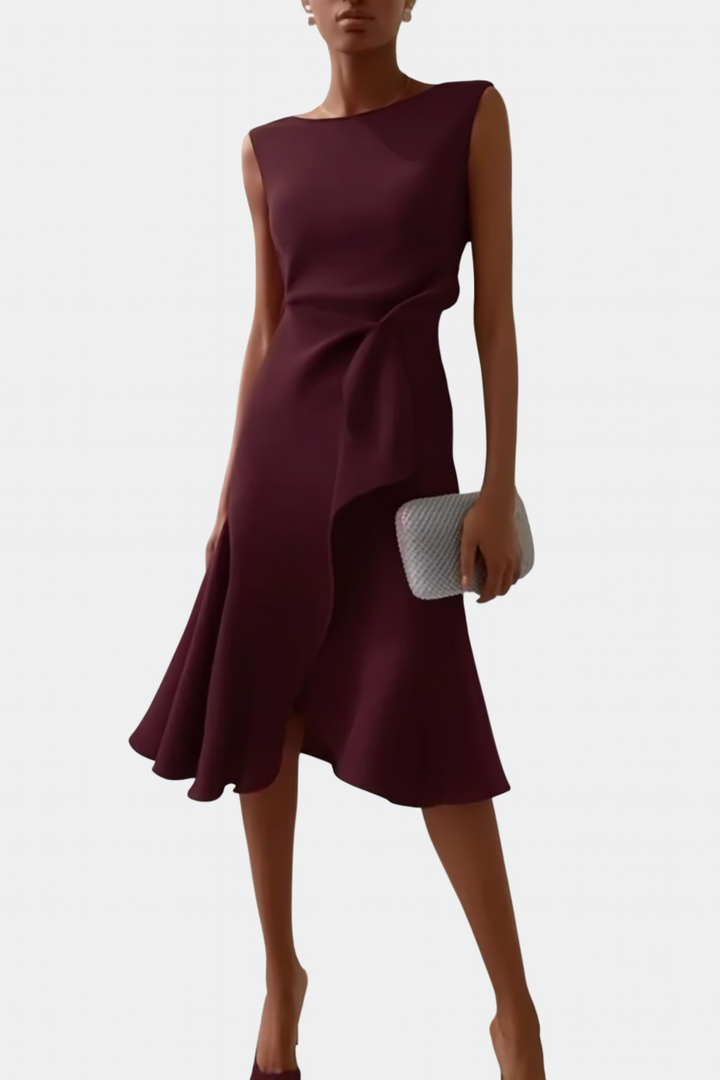 Sheila | Women's Draped Asymmetric Elegant Midi Dress
