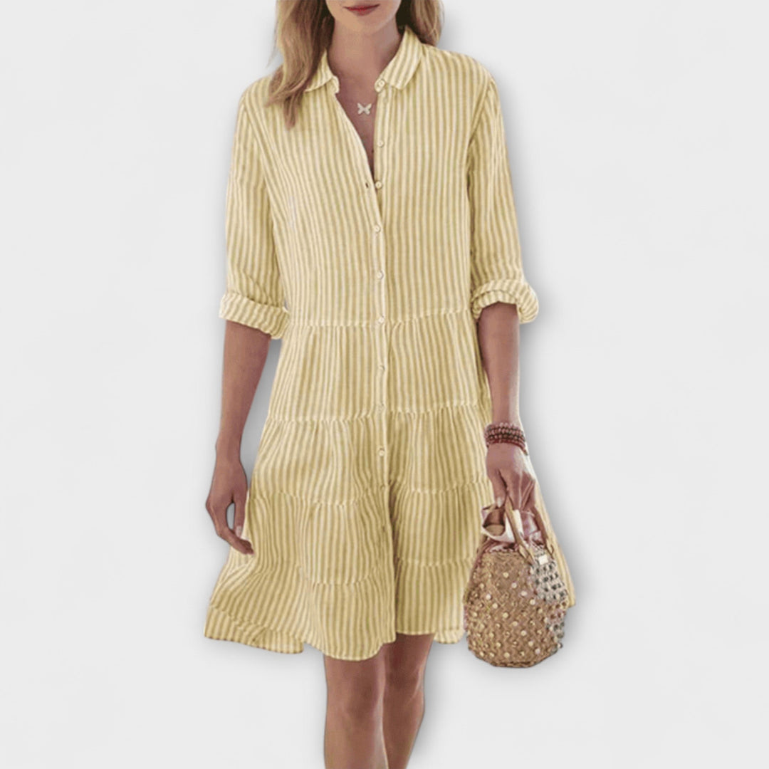 Adelina | Women's Striped Buttoned Shirt Dress