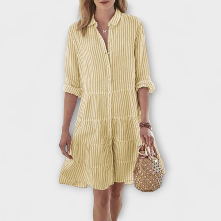 Adelina | Women's Striped Buttoned Shirt Dress