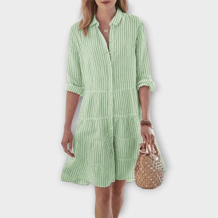Adelina | Women's Striped Buttoned Shirt Dress