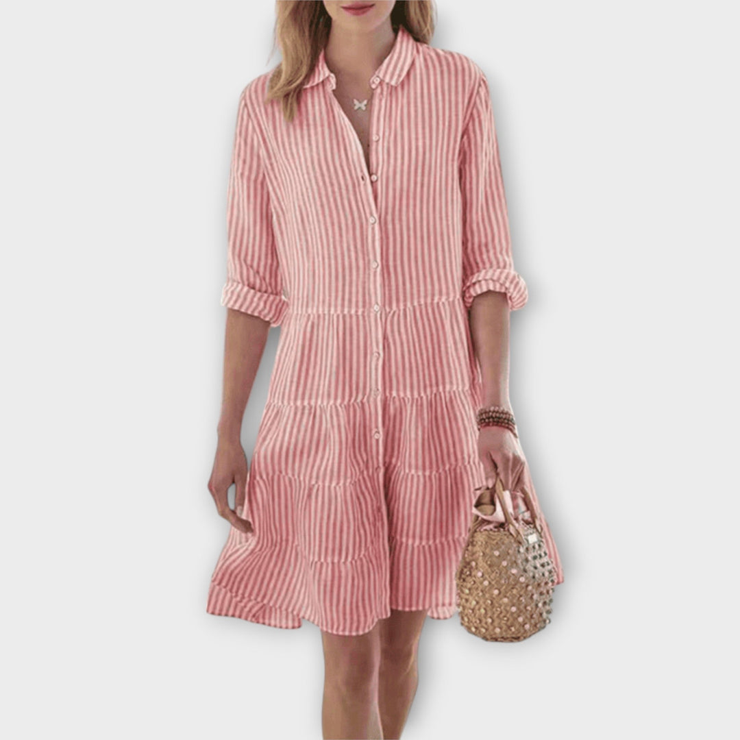 Adelina | Women's Striped Buttoned Shirt Dress