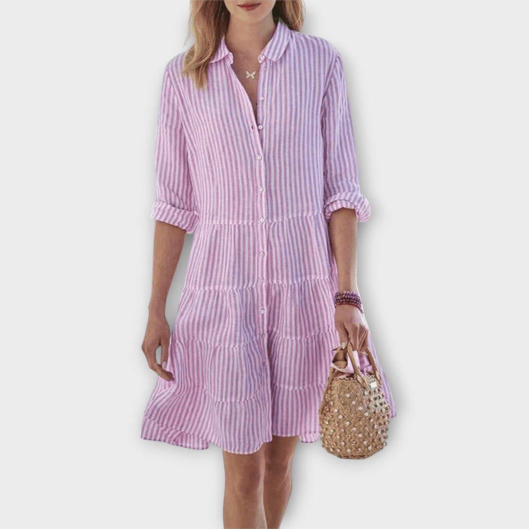 Adelina | Women's Striped Buttoned Shirt Dress