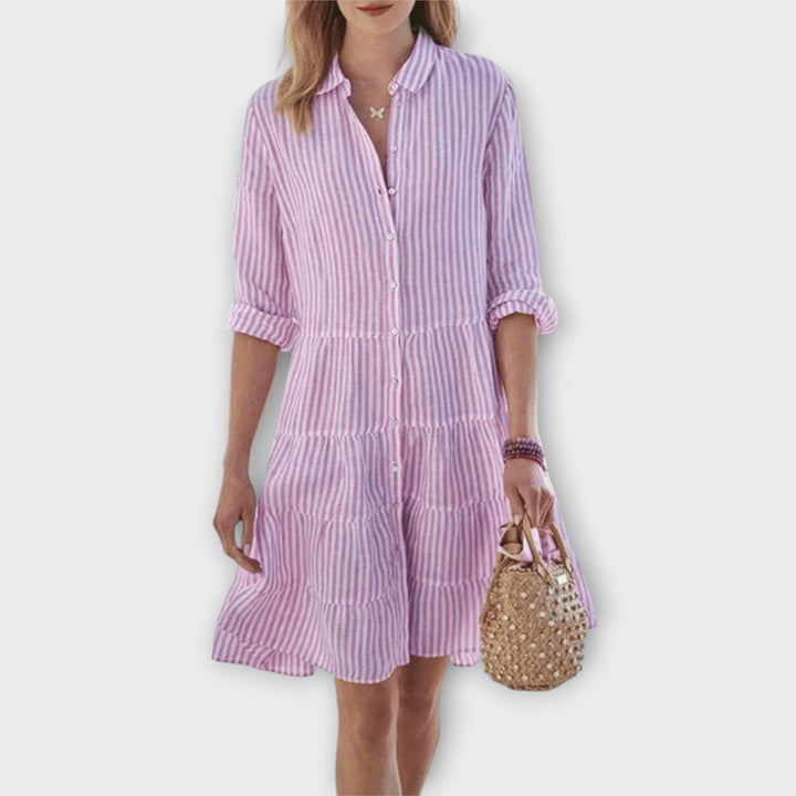 Adelina | Women's Striped Buttoned Shirt Dress