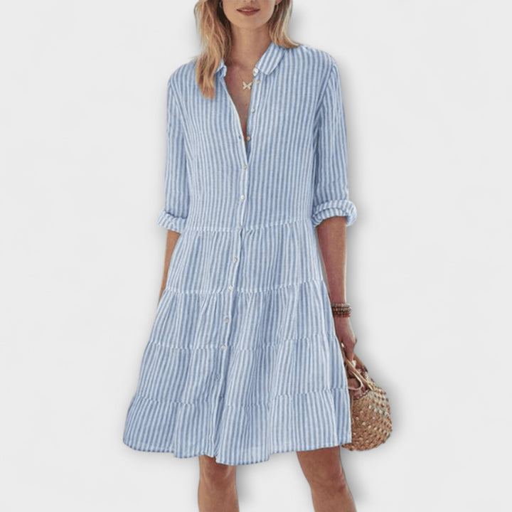 Adelina | Women's Striped Buttoned Shirt Dress